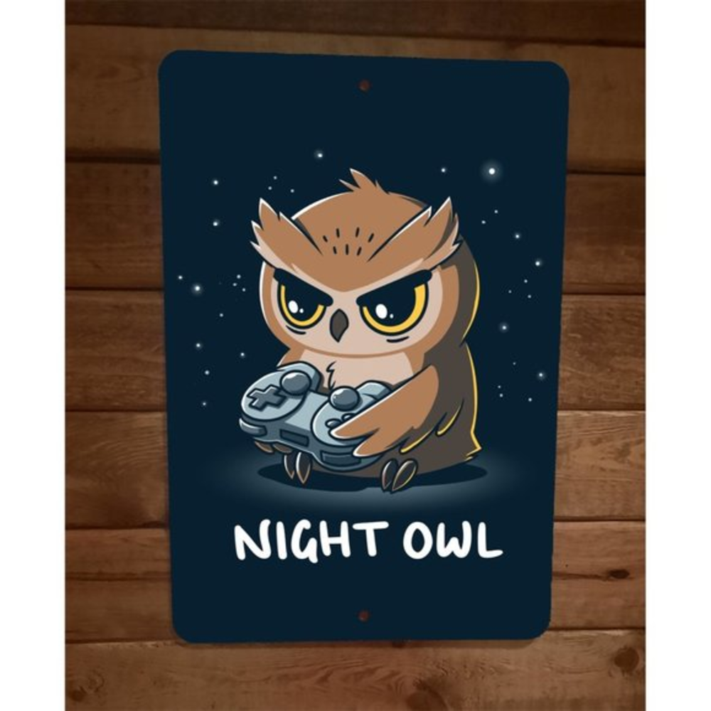 Night Owl Video Gamer 8x12 Metal Wall Sign Poster